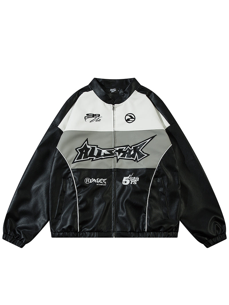 Printed leather jacket