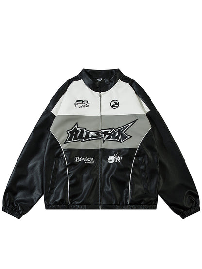 Printed leather jacket