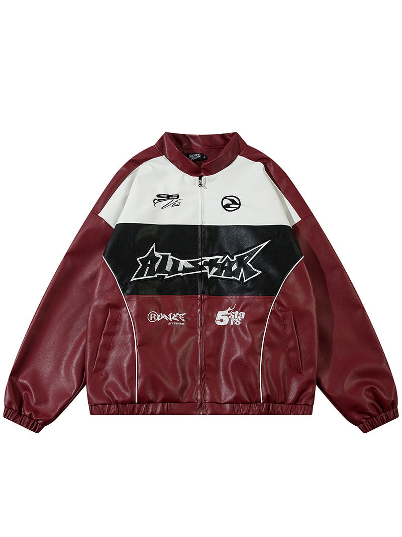 Printed leather jacket