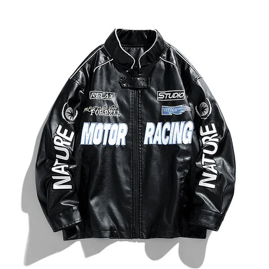 Printed leather jacket