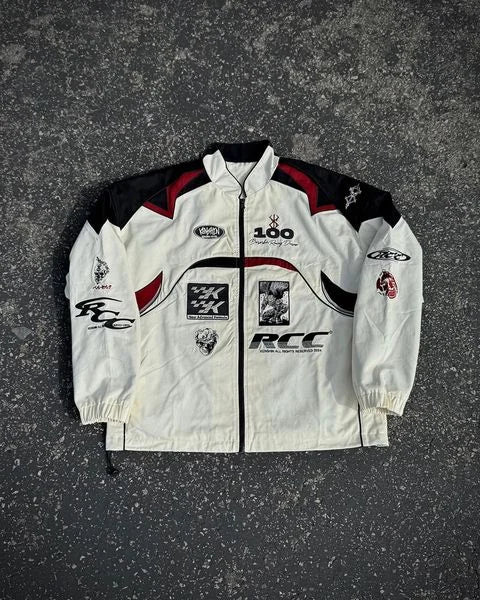 Anime embroidery patchwork jacket