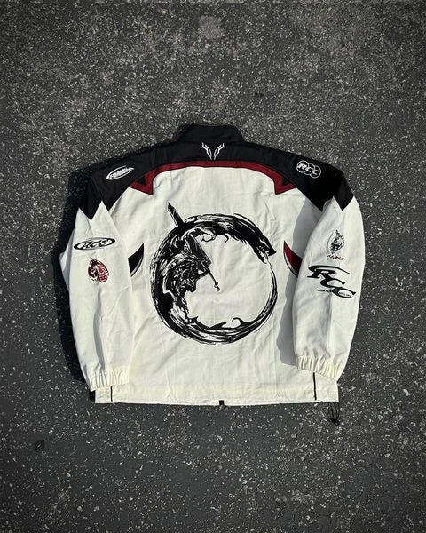 Anime embroidery patchwork jacket