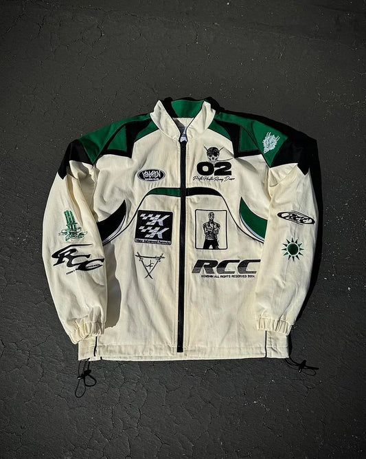 Anime embroidery patchwork jacket