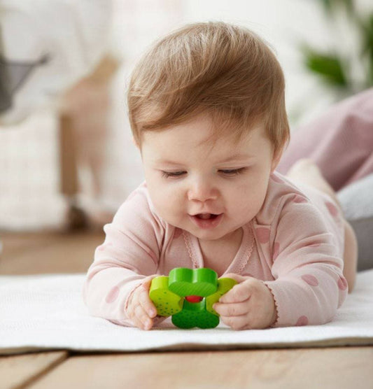 Shamrock Wooden Baby Rattle with Bell